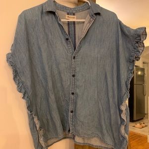 Madewell ruffled denim shirt